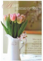 Borítékos képeslap - Áldott házassági évfordulót (Good News - tulipáncs.vázában)